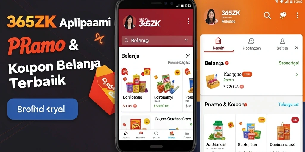 Tampilan antarmuka aplikasi 365ZK dengan berbagai promo menarik.