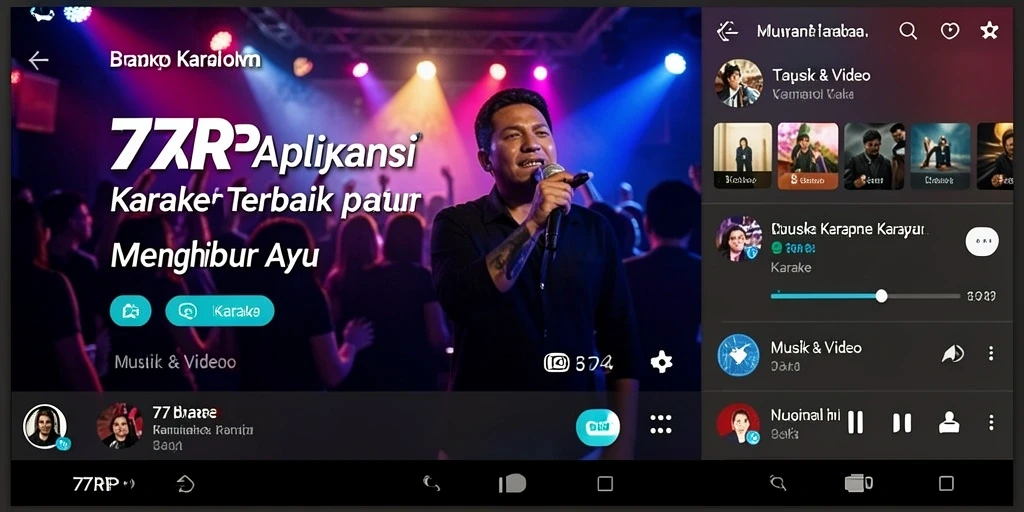 Tampilan antarmuka aplikasi 77RP dengan fungsi karaoke yang menarik.