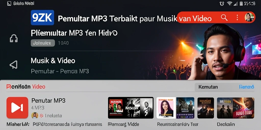 Tampilan antarmuka user-friendly 9ZK saat memutar musik.