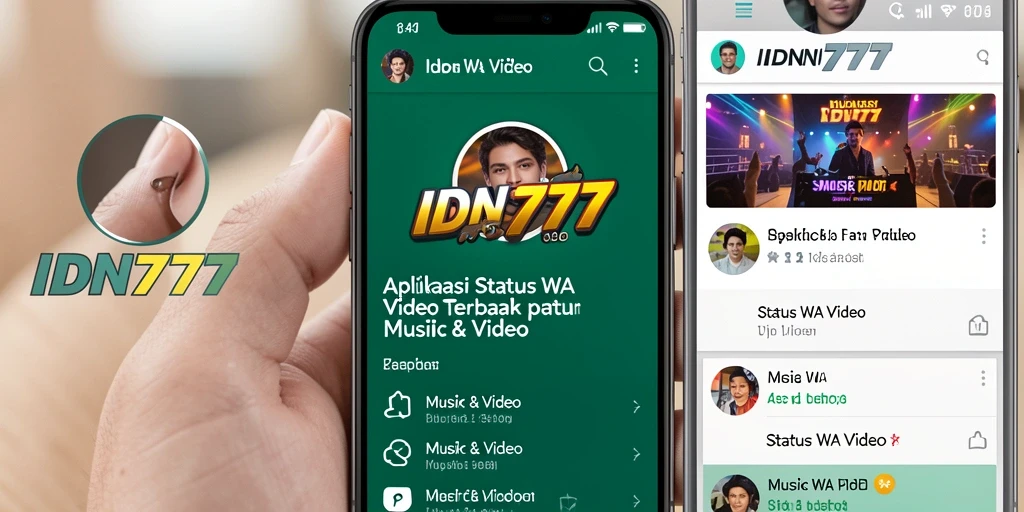 Antarmuka aplikasi IDN777 yang menarik dan fungsional untuk Status WA Video.