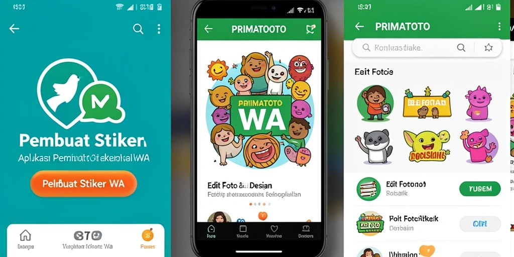 Tampilan antarmuka aplikasi PRIMATOTO untuk pembuat stiker WA.