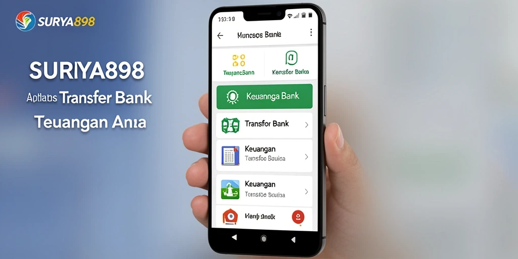 Tampilan antarmuka SURYA898 yang sederhana dan fungsional untuk Transfer Bank.