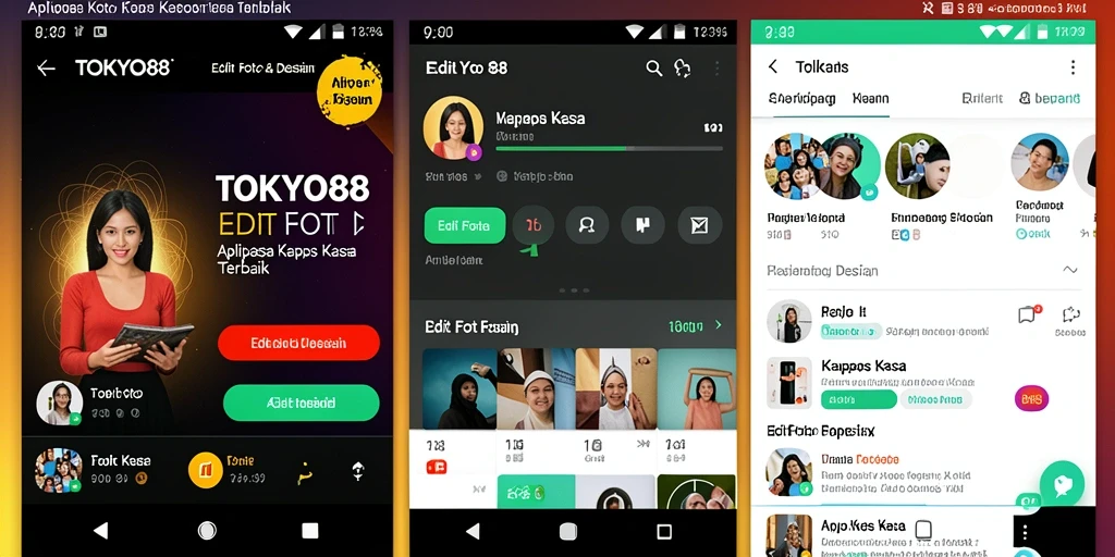 Tampilan antarmuka aplikasi TOKYO88 untuk edit foto kertas kaca.