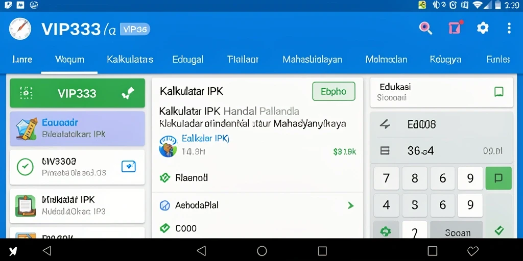 Antarmuka aplikasi VIP333 menampilkan fungsi kalkulator IPK yang sederhana dan efisien.