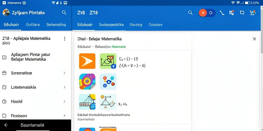 Antarmuka Z18 yang user-friendly untuk belajar matematika.